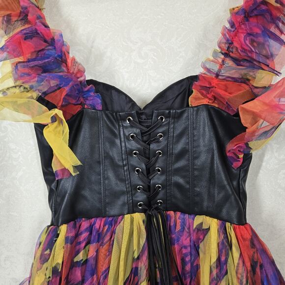 Akira Avril Tulle Corset Mini Dress sz S Multicolor Rainbow Punk Princess NEW - Picture 8 of 16